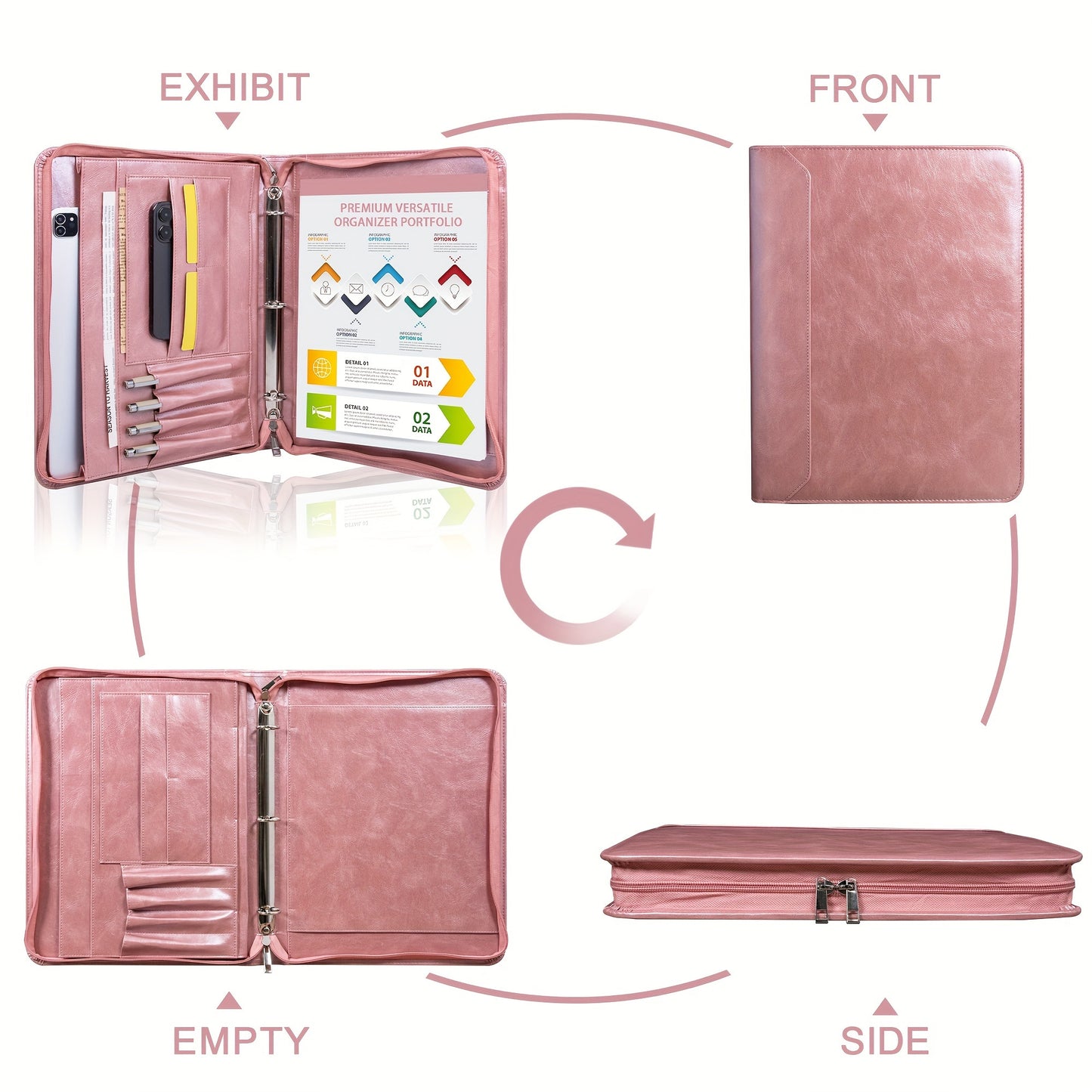 Rose Gold  Slim Padfolio Organizer