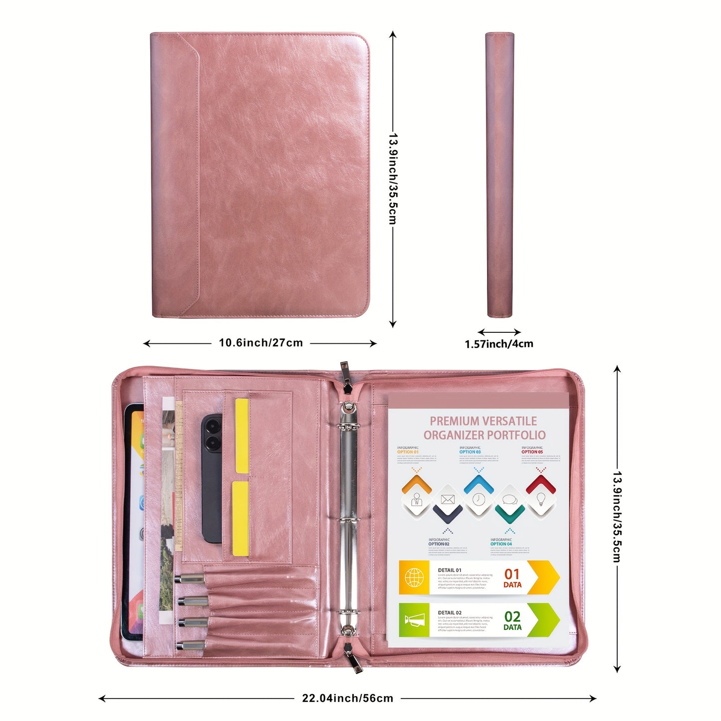 Rose Gold  Slim Padfolio Organizer