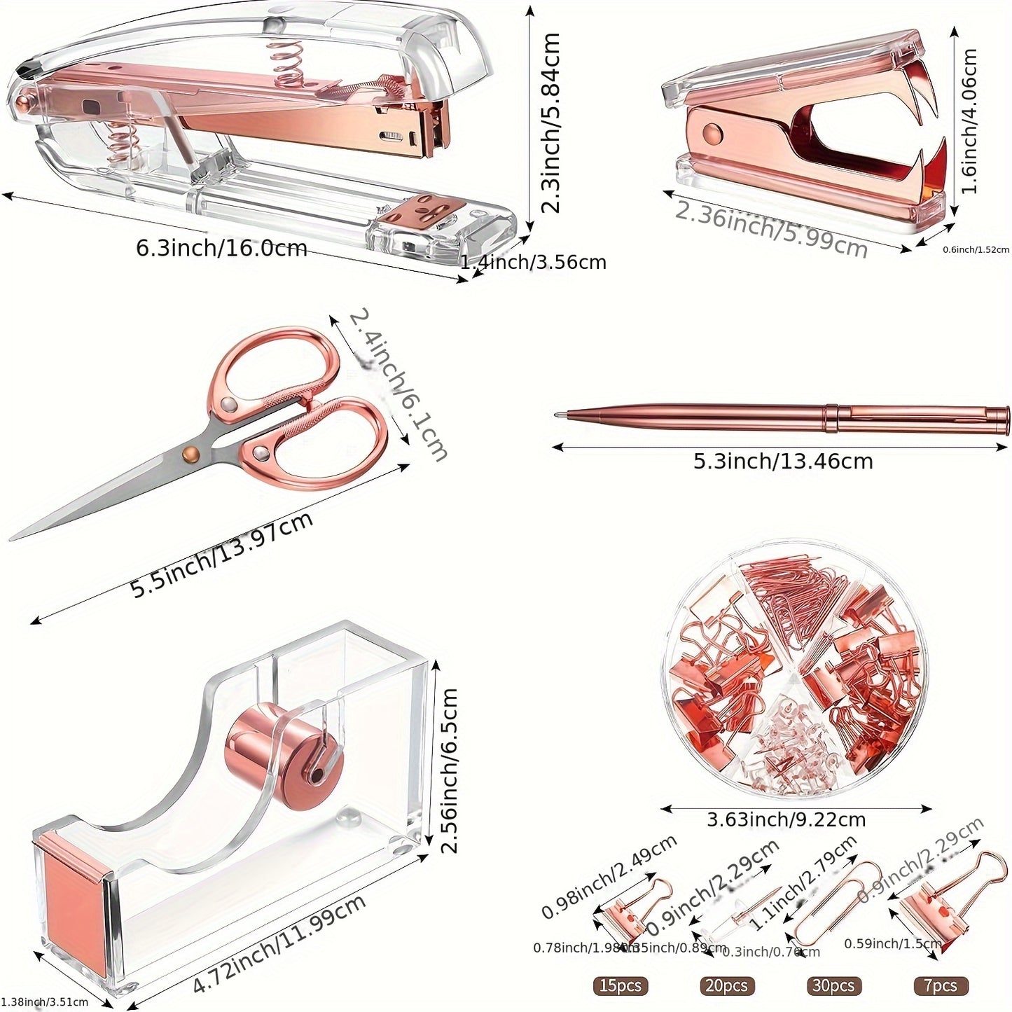 Acrylic Office Rose Gold Essentials Kit