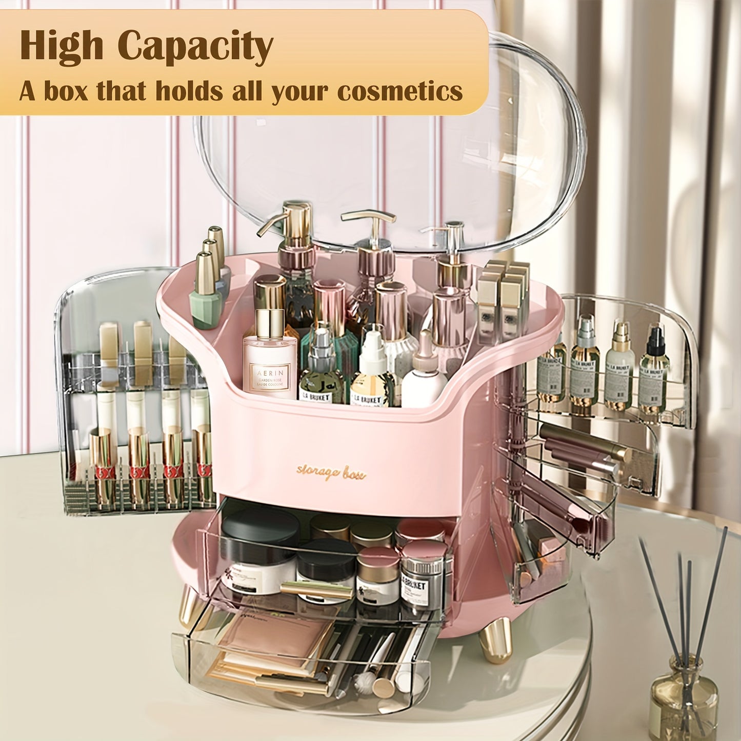 Pink Cosmetics Organizer and Storage