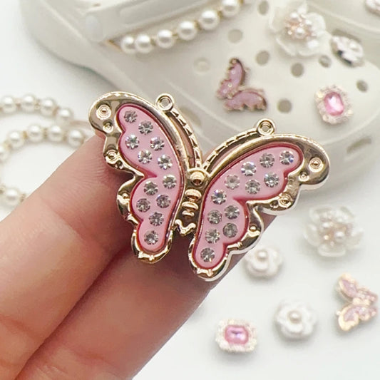 Elegant Butterfly Flower Crock Shoe / Purse Charms