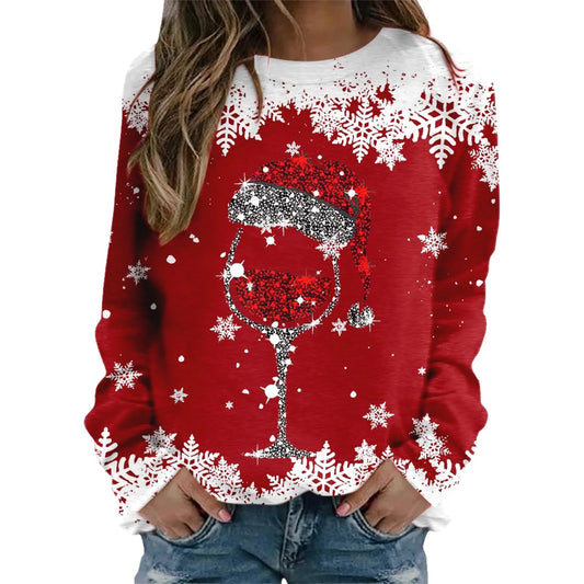 Women Xmas Wine Cup Sweatshirt