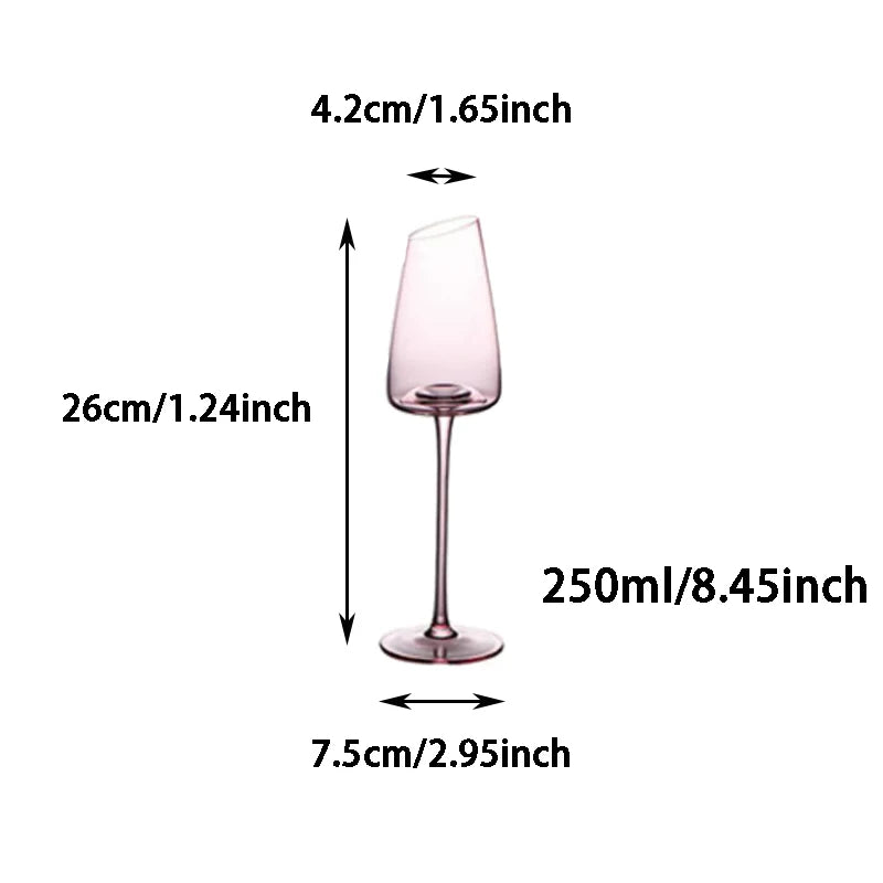 2pcs Pink Crystal Wine / Champagne Glass Oblique Mouth Goblet