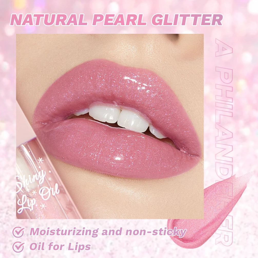 Pearlescent Pink Glitter Lip Oil