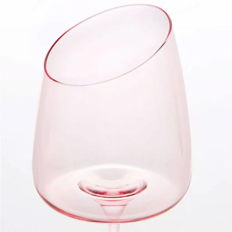 2pcs Pink Crystal Wine / Champagne Glass Oblique Mouth Goblet