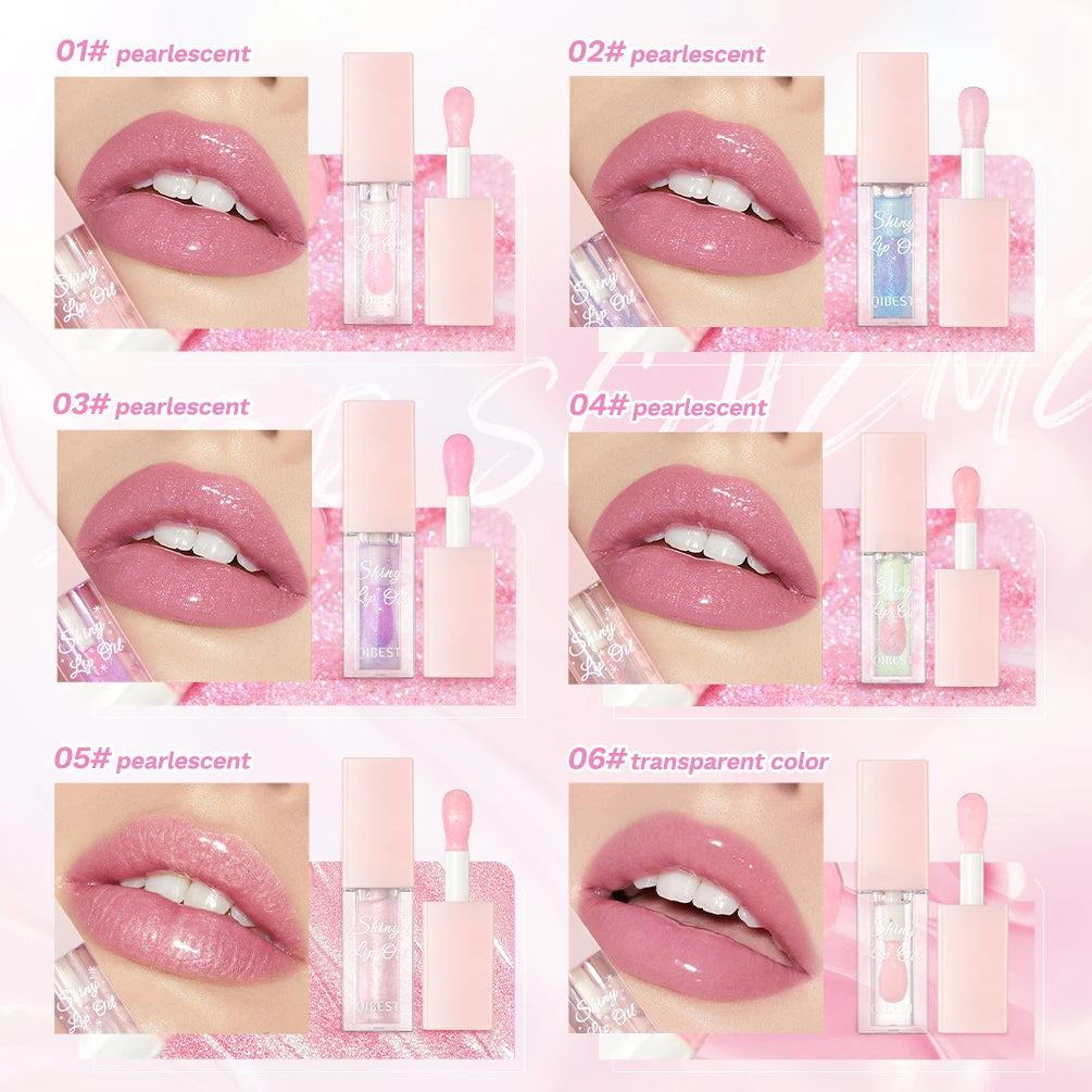 Pearlescent Pink Glitter Lip Oil