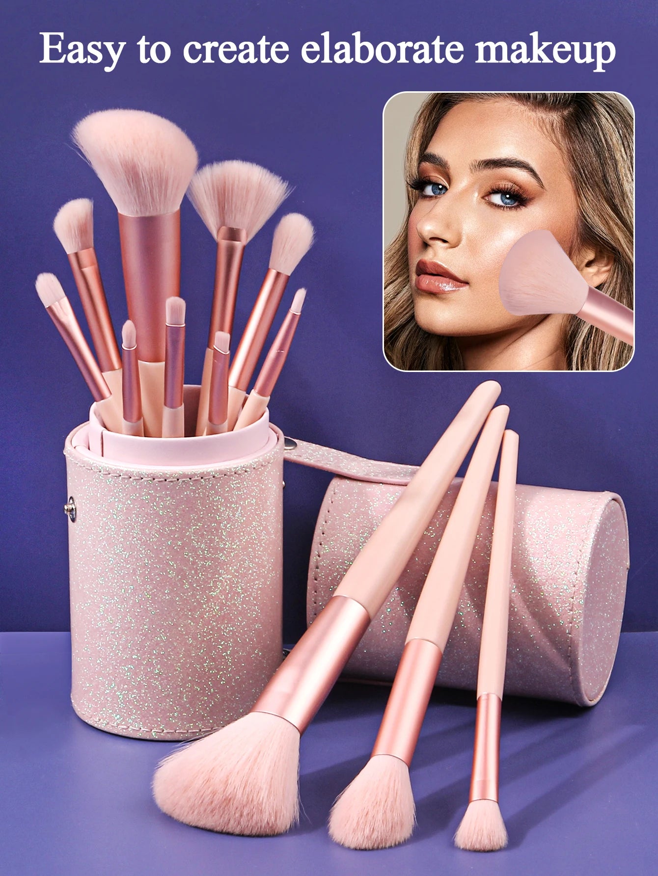 12pcs Makeup Brush Set with storage bucket