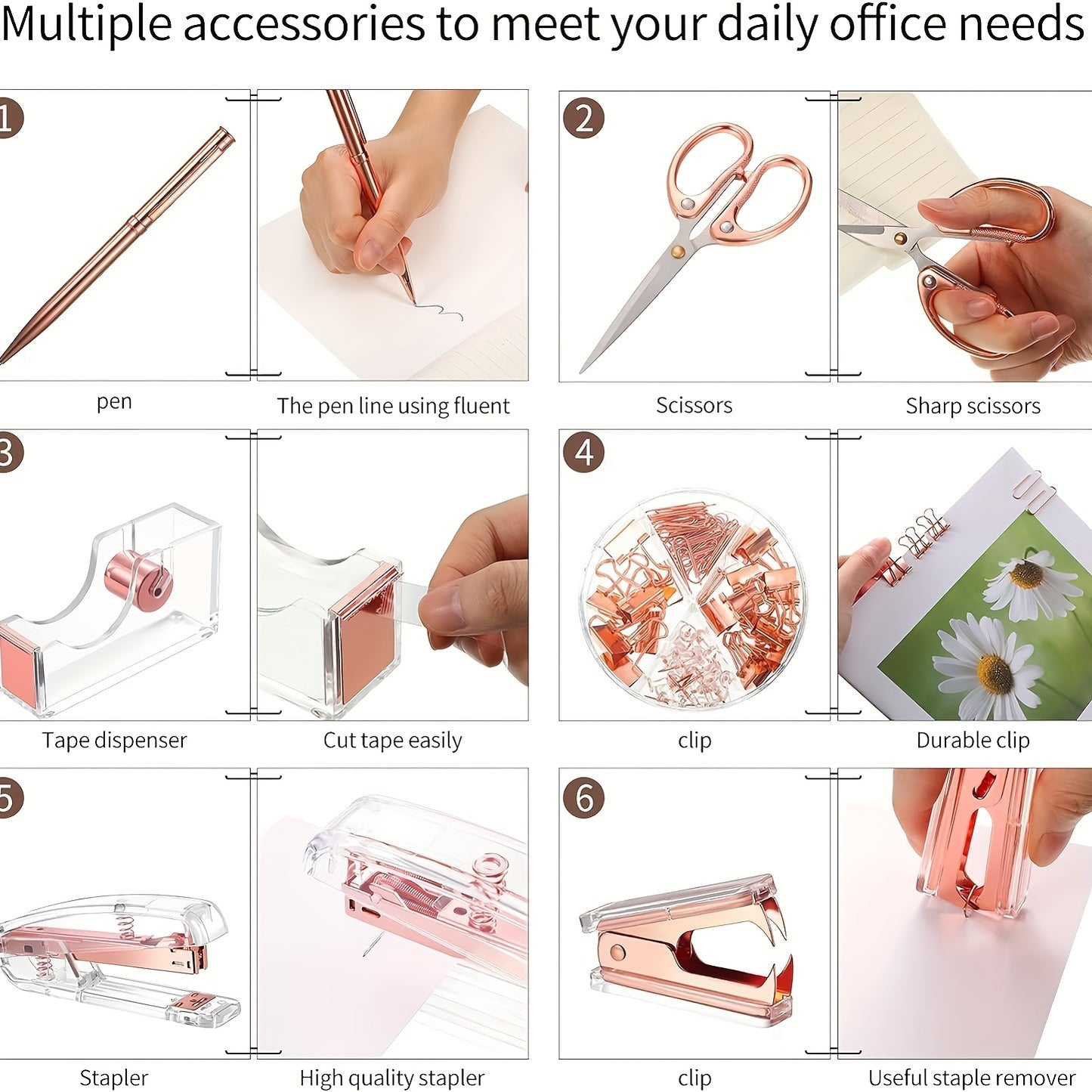 Acrylic Office Rose Gold Essentials Kit