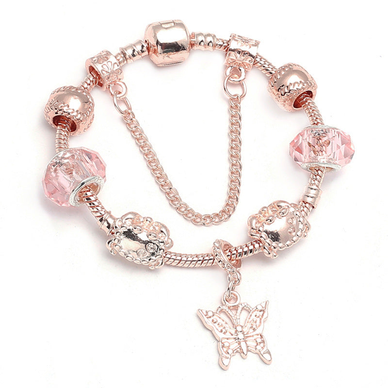 Women's Fashion Geometric Rose Gold Charm Bracelet