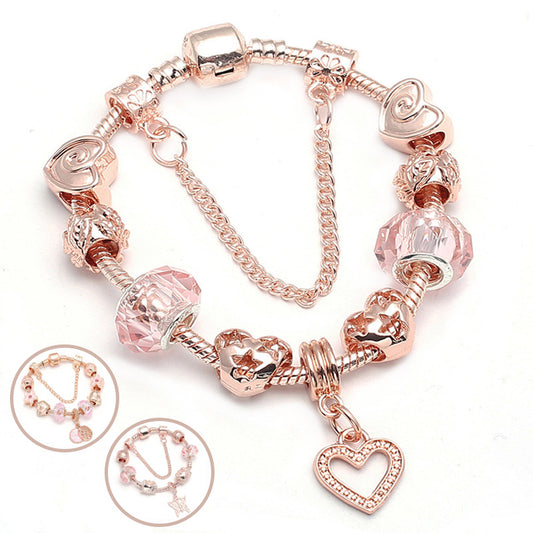 Women's Fashion Geometric Rose Gold Charm Bracelet